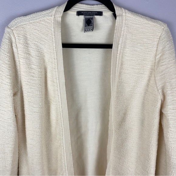 Scotch & Soda Cream Textured Cotton Open Cardigan Size 4 - Picture 3 of 11